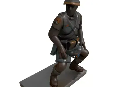 Rusty Soldier Miner Statue Low-poly 3D model