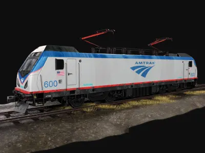 Siemens ACS-64 Locomotive AMTRACK Low-poly 3D model