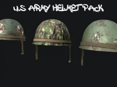 WW2 US and German Army Helmet PBR 3D Model Pack