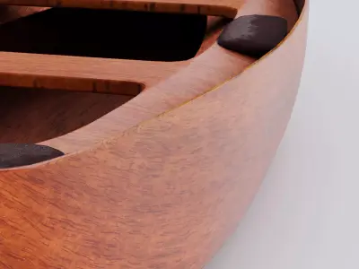 Wooden Rowboat UV Unwrapped Low-poly 3D model