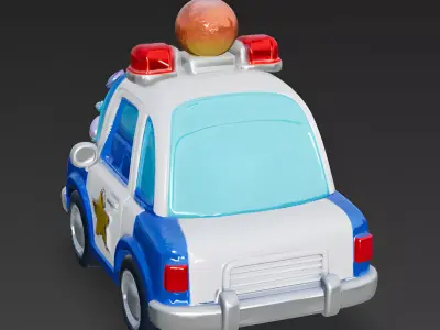 Bubble-Patrol Cartoon Police Car 3D Model Low-poly 3D model