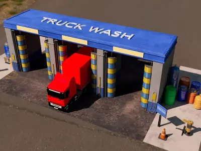 Truck Wash 3D Model  Low-poly 3D model