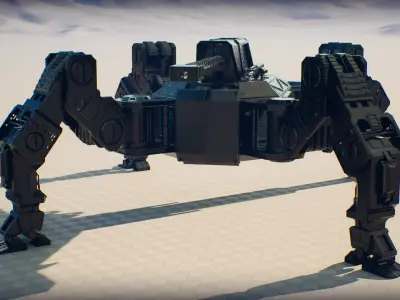 Quad Mech Rigged Low-poly 3D model