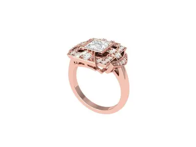Princess Art Deco Ring 3D print model 8