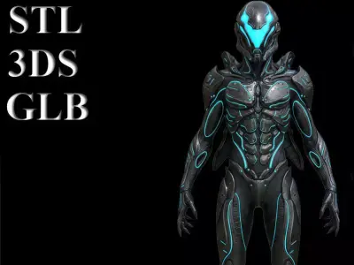futuristic alien trooper 3D 3D model