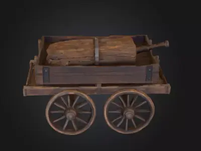 Antique Wooden Cart Low-poly 3D model