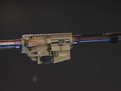 HK416 Receiver set with Barrels Low-poly 3D model