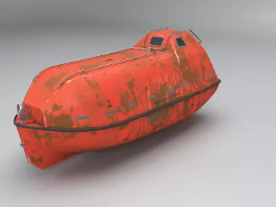 Old Aged Lifeboat Marine Rescue Vessel model Low-poly 3D model