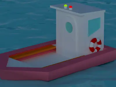 game Water boat  Low-poly 3D model
