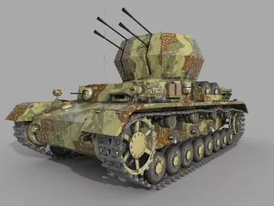 Flakpanzer IV Wirbelwind Low-poly 3D model