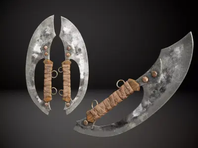 Curved Double Cleaver Low-poly 3D model