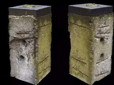 concrete block street part photogrammetry Low-poly 3D model