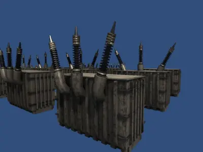 Powerstation props collection Low-poly 3D model