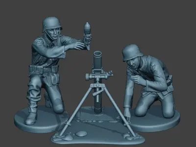 German soldiers ww2 Granatwerfer G5 3D print model