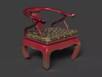 Chinese ancient wooden armchair  Low-poly 3D model