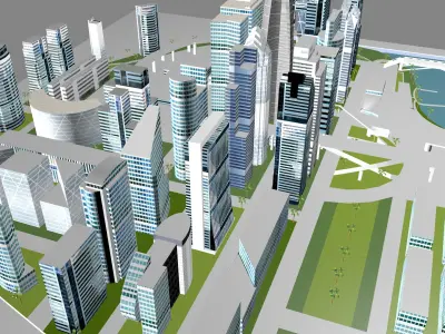 Buildings City building industrial park commercial housing 3D model V12