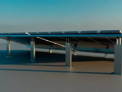 Solar Panel With Rack Low-poly 3D model