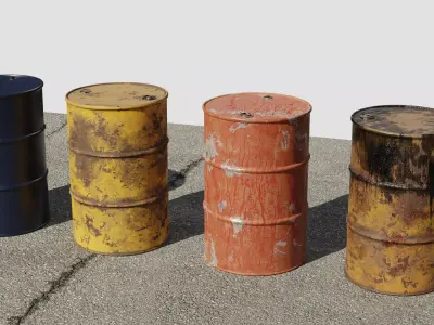 Metal Barrels Pack Low-poly 3D model purchase
