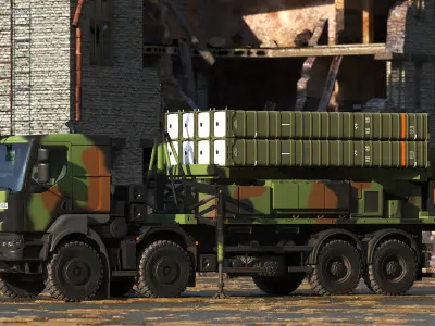 SAMP-T Medium Range Air Defense Missile System Rigged 3D model