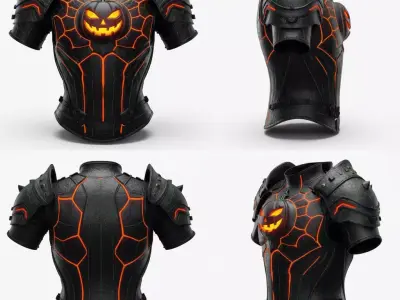 Haunted Jack O Lantern Breastplate 3D Model Cursed Chest Armor Low-poly 3D model