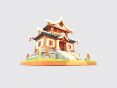 asain temple Low-poly 3D model