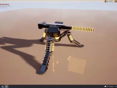 3D Cifi Turret and Spider Tank 3D model