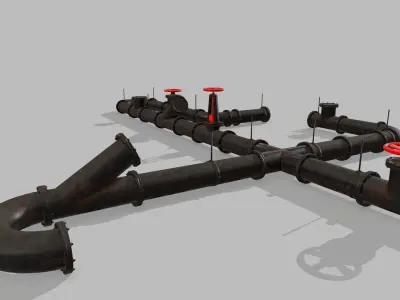 pipe set valve Low-poly 3D model get