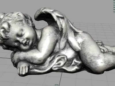 Angel statue of sleeping Low-poly 3D model
