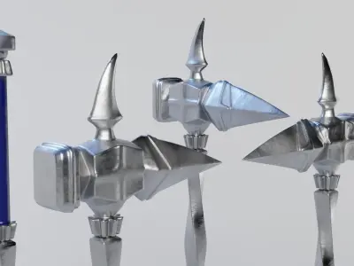 Warpick pair of metal swords with blades Low-poly 3D model