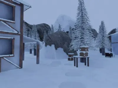 Winter Night Village 3D model