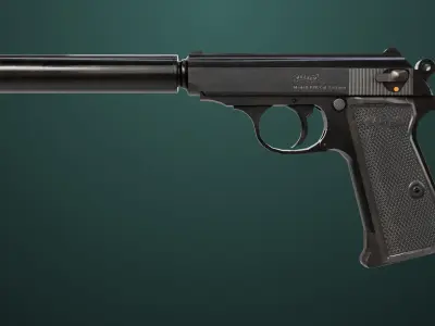 Pistol 05 Black Generic All PBR Unity UE Textures Included Low-poly 3D model