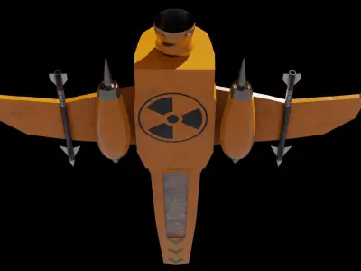 Spaceship 3D model fighter jet Low-poly 3D model