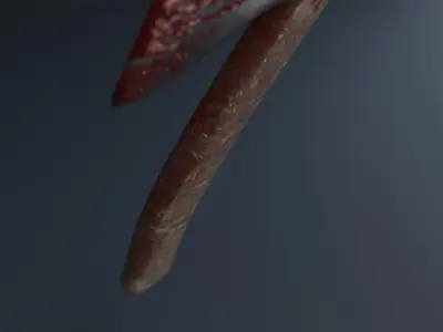Blood covered wooden axe Low-poly 3D model