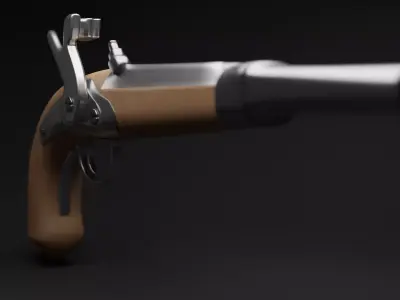 LOW POLY Flintlock Pistol  Low-poly 3D model