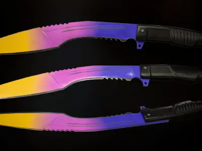 Knife Kukri - Gradient colors Low-poly 3D model