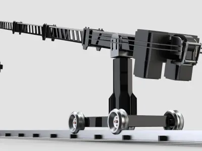Film Set Camera Crane with Tracks and Camera Dolly and Camera 3D model