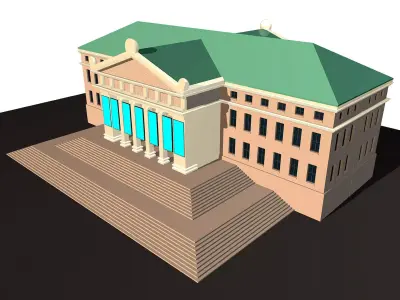 Museum building with steps and roof 3D model