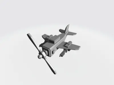 Box propeller plane  Low-poly 3D model