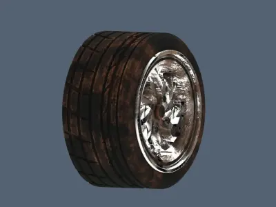 Used and dirty sports wheels Low-poly 3D model