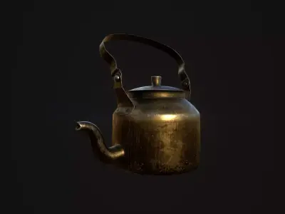 Old Brass Kettle Low-poly 3D model
