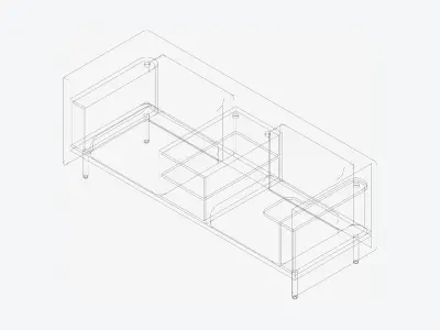 Sofa - Contemporary - Flame - Medium - Central Shelf Low-poly 3D model