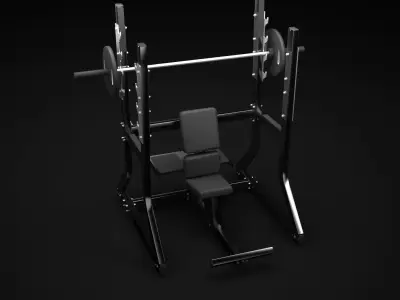 Military weight bench 3D model