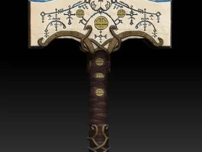 Viking Hammer  Low-poly 3D model