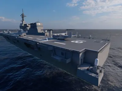 Frigate type-Warship 3D model Rigged