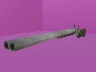DOUBLE BARRELED SHOTGUN - LOW POLY - PS1 RETRO STYLE Low-poly 3D model