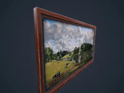 Old paints  frame Wood  HDRP Antique Low-poly 3D model