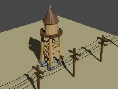 Water Tower 3D Model Free low-poly 3D model