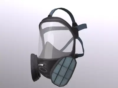 Gas Full Face Mask Respirator Low Poly  Low-poly 3D model