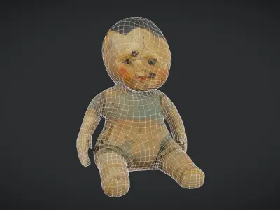 Broken Vintage Doll Low-poly 3D model