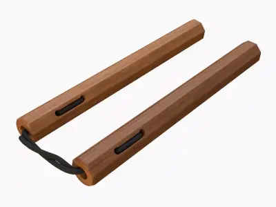 Nunchaku wood octagonal lace 3D model